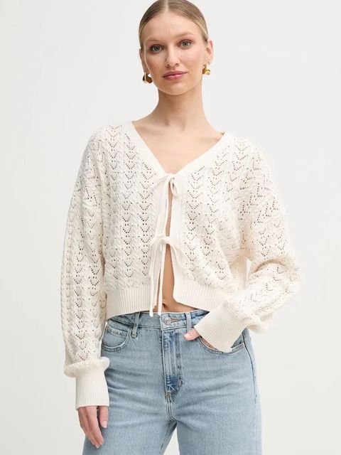 Guess kardigan bawełniany RUTH damski kolor beżowy W5GR43 Z3C71 - zdjęcie produktu nr 1