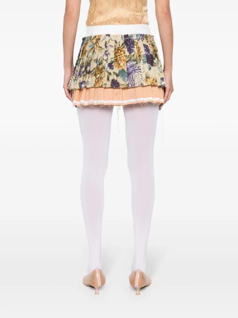 Marine Serre Upcycled pleated mini skirt - Neutrals - zdjęcie produktu nr 2