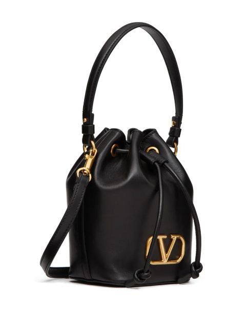 Valentino Garavani mini VLogo Signature leather bucket bag - Black