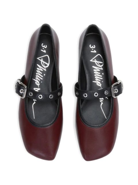 3.1 Phillip Lim Mary Jane buckle strap flats - Red