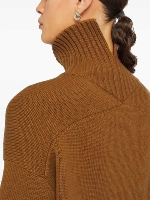 Jil Sander funnel-neck cashmere blend jumper - Brown