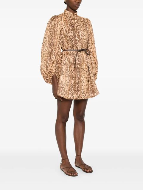 ZIMMERMANN Cascadian leopard-print mini dress - Brown