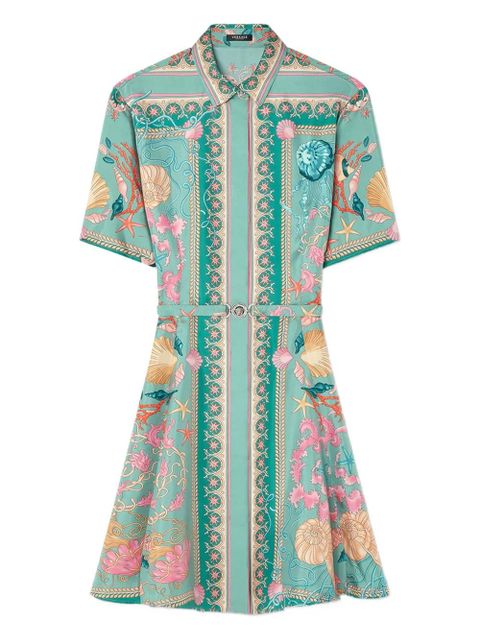 Versace Underwater Barocco silk mini shirt dress - Green - zdjęcie produktu nr 1