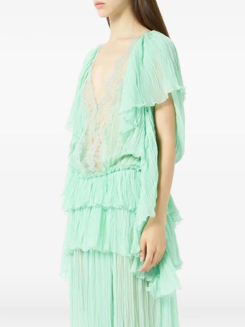 Blumarine ruffled pleated dress - Green