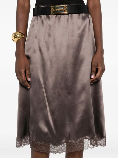 Magda Butrym lace-trim midi skirt - Brown