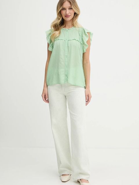 Pepe Jeans koszula damska kolor zielony regular z kołnierzykiem klasycznym PL305101 - zdjęcie produktu nr 2