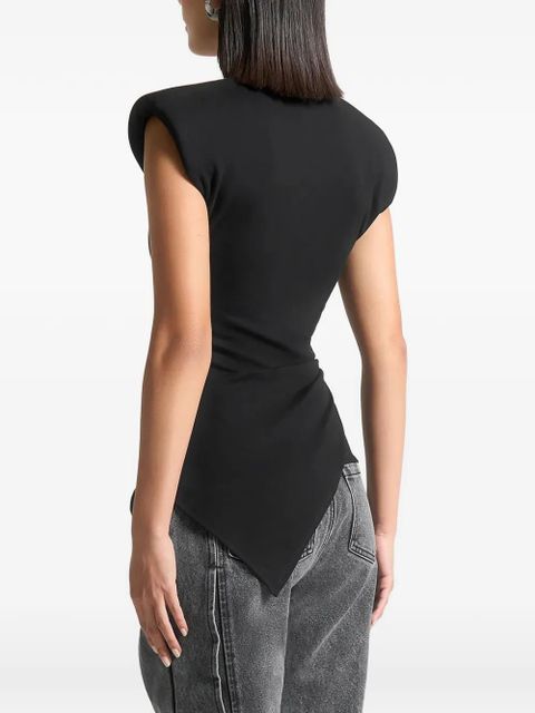 Manière De Voir wide-shoulder ruched-waist top - Black