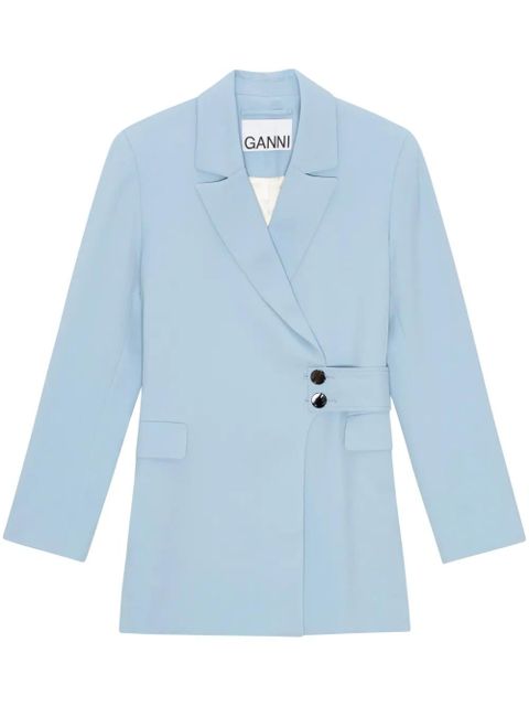 GANNI twill belted blazer - Blue - zdjęcie produktu nr 1