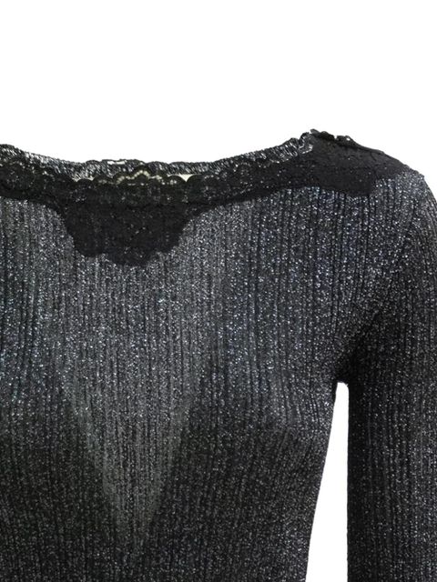 Valentino Garavani lace ribbed top - Black