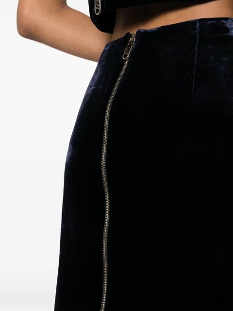FENDI zip-embellished velvet maxi skirt - Blue