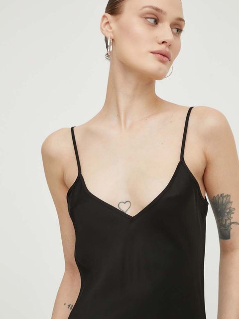 Samsoe Samsoe sukienka SASHARON kolor czarny midi prosta F10000026