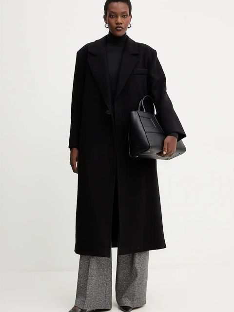 Marella płaszcz z wełną kolor czarny 2523016082200