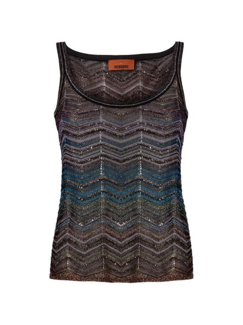 Missoni chevron-pattern sequin-detail top - Green - zdjęcie produktu nr 1