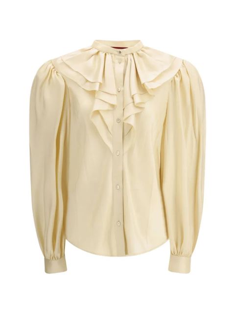 Gucci ruffled silk twill shirt - Neutrals - zdjęcie produktu nr 1