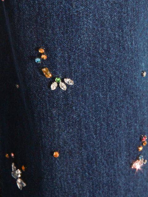 Self-Portrait crystal-embellished jeans - Blue