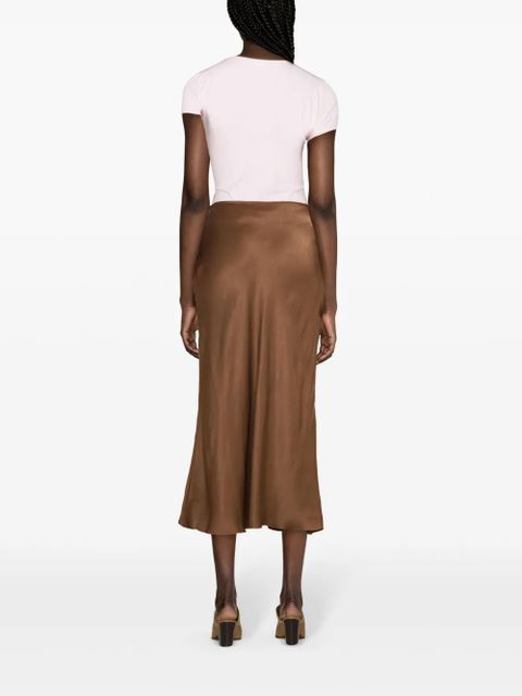 MANURÍ Sunny satin midi skirt - Brown
