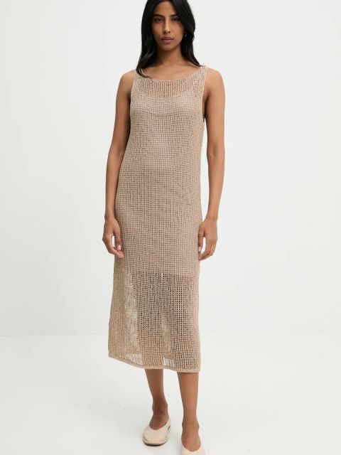 Answear.LAB sukienka kolor brązowy mini dopasowana