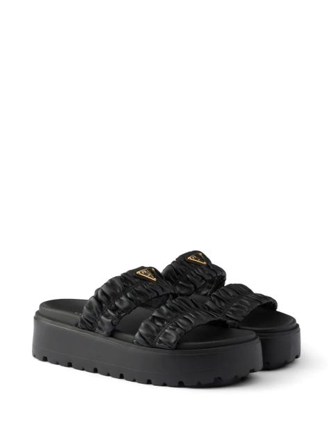 Prada Matelassé nappa leather flatform slides - Black - zdjęcie produktu nr 2
