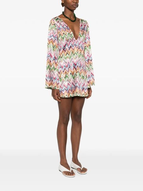 Missoni V-neck zig-zag mini dress - White - zdjęcie produktu nr 2