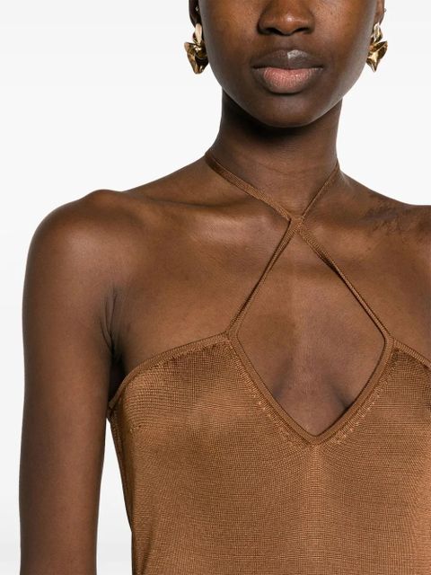 TOM FORD halterneck flared maxi dress - Brown