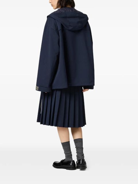 Miu Miu pleated logo-embroidered midi skirt - Blue