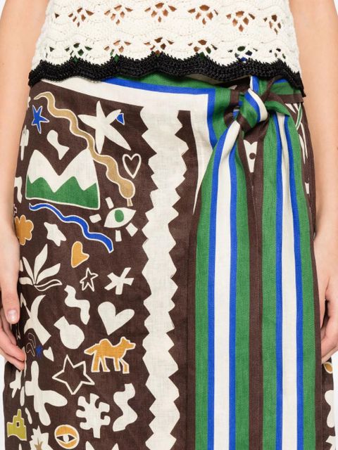 ALEMAIS Maroc graphic midi skirt - Brown