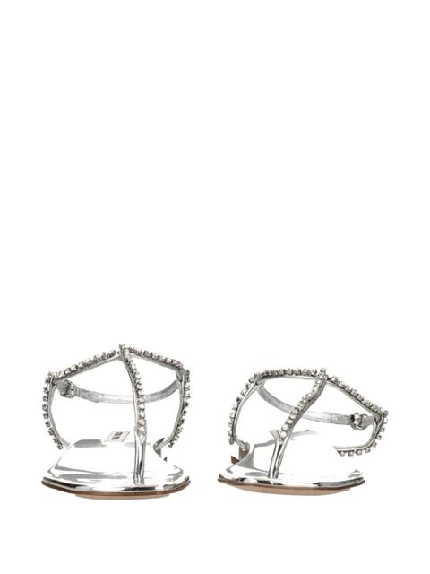 Miu Miu crystal-embellished leather sandals - Silver