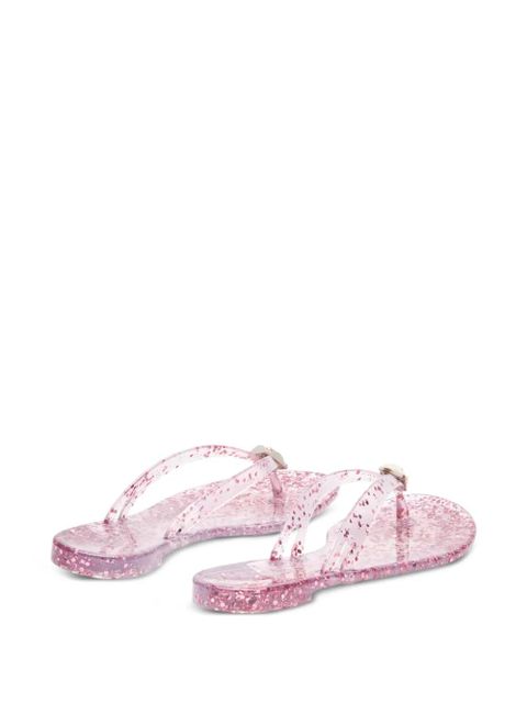 Casadei glitter-embellished flat sandals - Pink