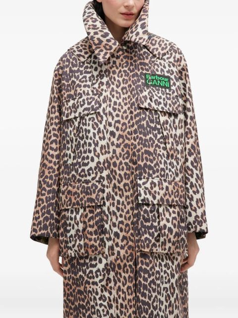 GANNI x Barbour ruffled-detail coat - Brown