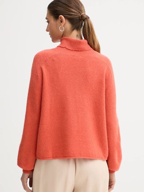 United Colors of Benetton sweter damski kolor pomarańczowy lekki z golfem 11CZD204F