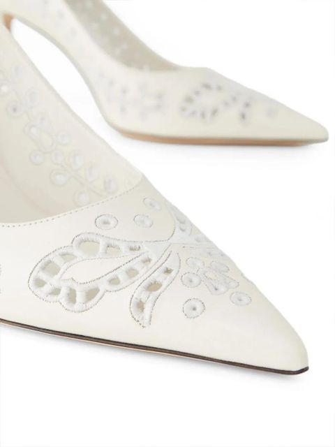 Jimmy Choo 85mm Love embroidery heeled pumps - White