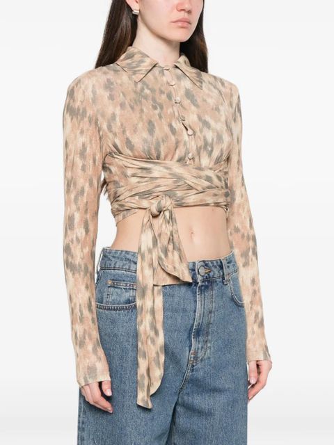 GANNI tie waist shirt - Neutrals