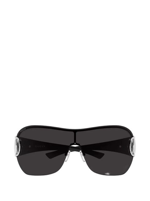 Gucci Eyewear horsebit shield-frame sunglasses - Black - zdjęcie produktu nr 1