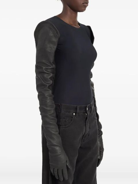 MM6 Maison Margiela leather gloves - Black - zdjęcie produktu nr 2