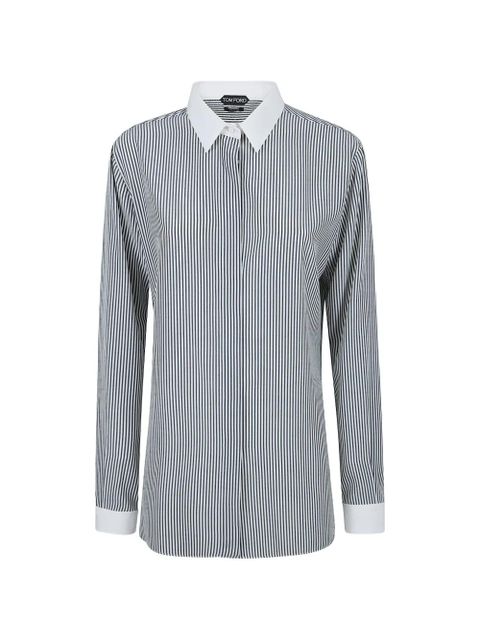 TOM FORD striped contrasting silk shirt - Blue - zdjęcie produktu nr 1