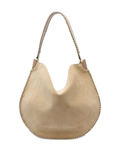 ISABEL MARANT Oskan braided-trim suede shoulder bag - Neutrals