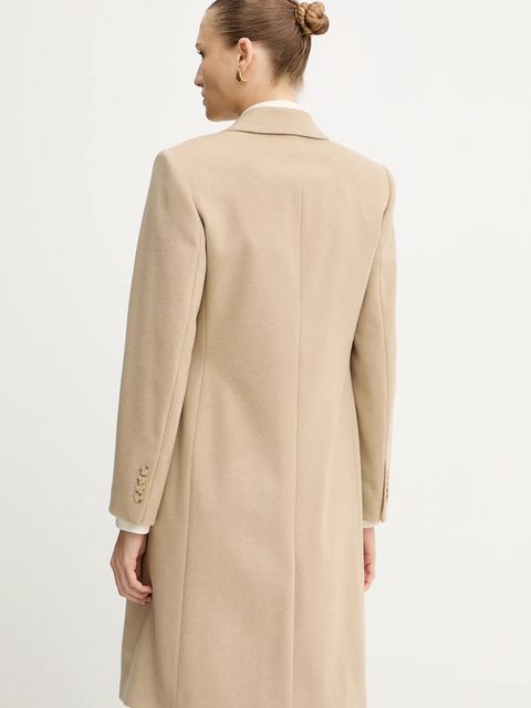 BOSS płaszcz wełniany kolor beżowy 50548371