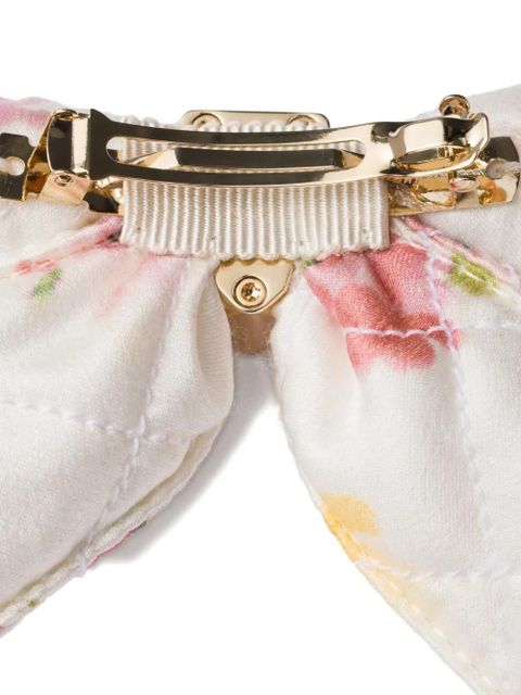 Prada quilted floral-print bow hair clip - White - zdjęcie produktu nr 2