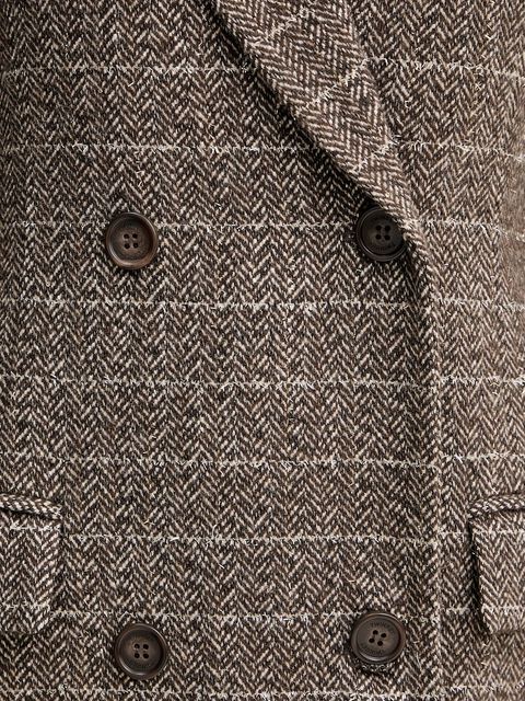 Twinset płaszcz z dodatkiem wełny kolor brązowy 252TT2041