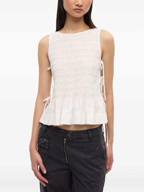 GANNI chambray seersucker top - White