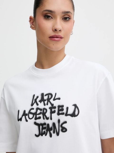 Karl Lagerfeld Jeans sukienka bawełniana kolor biały mini oversize B1W13043