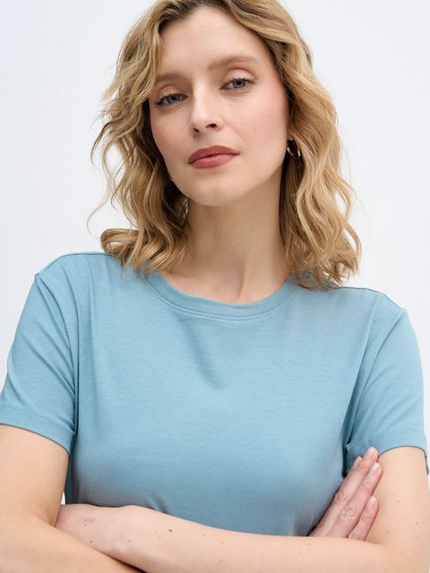 Sisley t-shirt bawełniany damski kolor niebieski 3I1XL101S