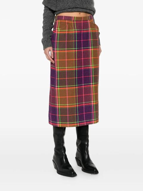 Anna Sui plaid-pattern midi skirt - Purple