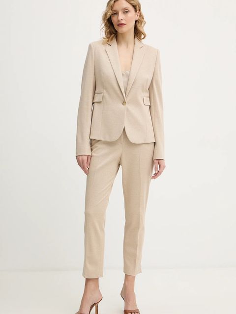 BOSS spodnie damskie kolor beżowy fason cygaretki high waist 50555740 - zdjęcie produktu nr 2