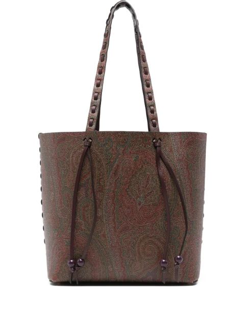 ETRO paisley-pattern braided-handle tote bag - Brown - zdjęcie produktu nr 1