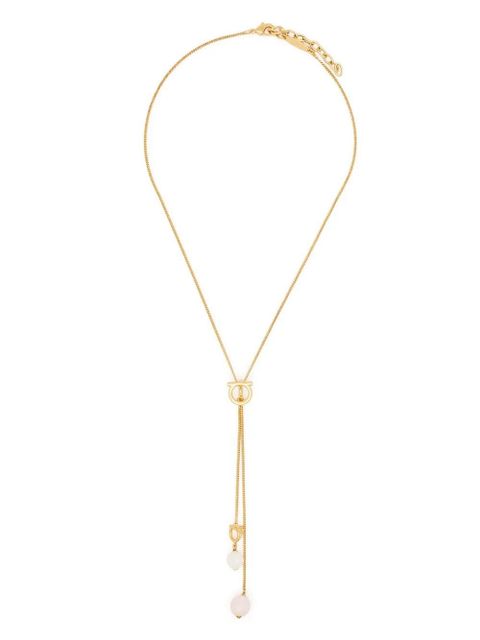 Ferragamo stone-drop pendant necklace - Gold