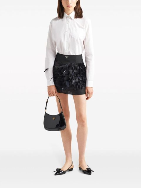 Prada feather-detail silk miniskirt - Black