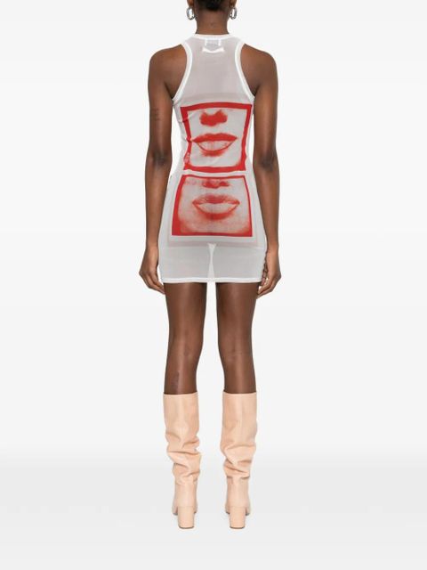 Jean Paul Gaultier eye print mini dress - White