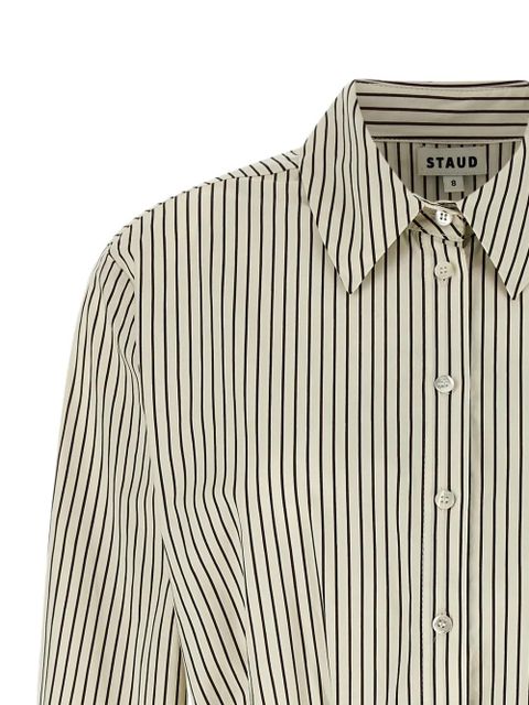 STAUD Rocco striped shirt-collar mini dress - Neutrals - zdjęcie produktu nr 2