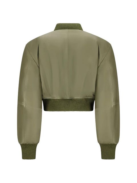 The Attico cropped leather bomber jacket - Green - zdjęcie produktu nr 2